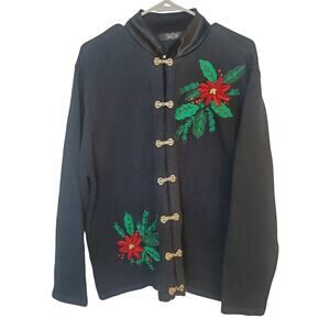 Vintage 90’s‎ Crystal Kobe Embroidered Christmas Cardigan Women's XL